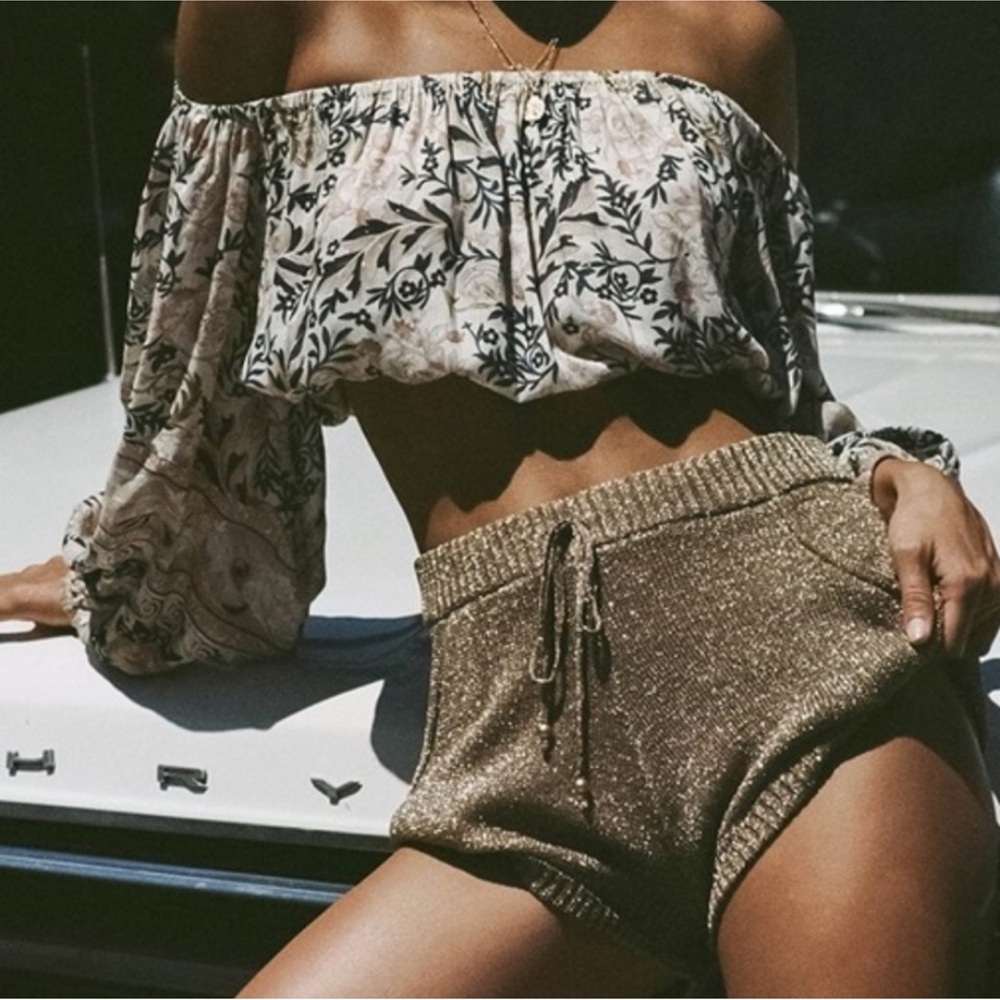 NWOT Spell Aggy Shorts Gold Size Small